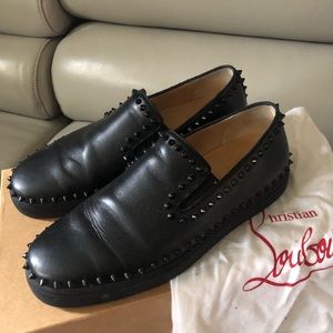Louboutin pik boat flat calfskin black